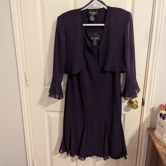 ✨3/$15✨ S.L. Fashions Petite Women's Dress with Cover - Picture 2 of 12